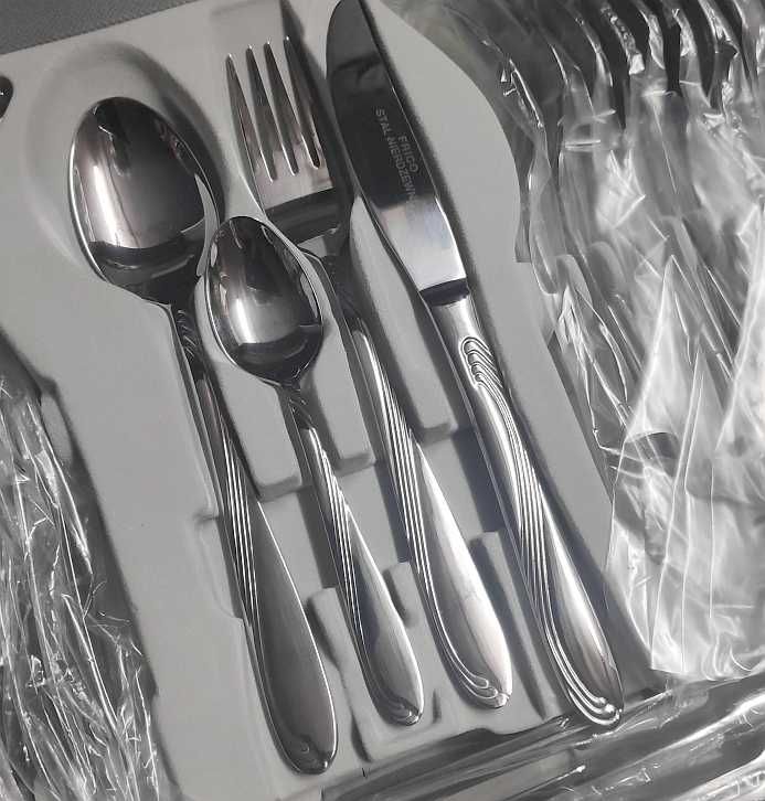 Komplet sztućców Frico potrójna fala 72 el połysk