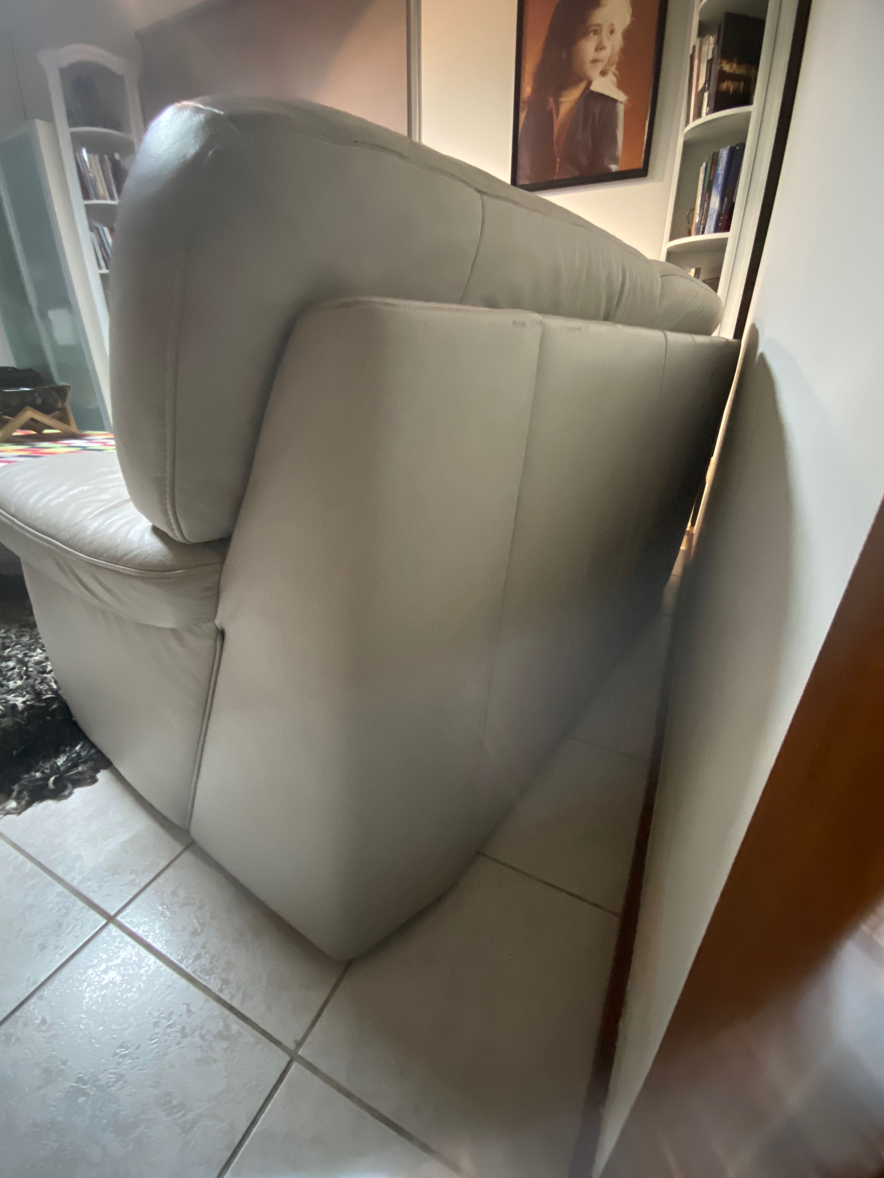 Sofá de pele cinza