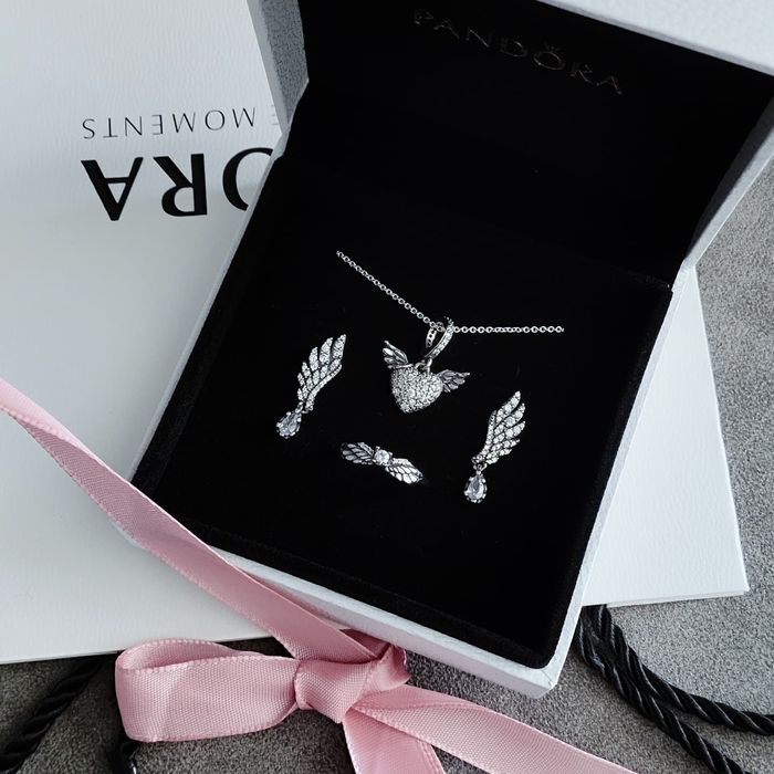 Пандора Крила Янгола сережки підвіска каблучка сердечко Pandora