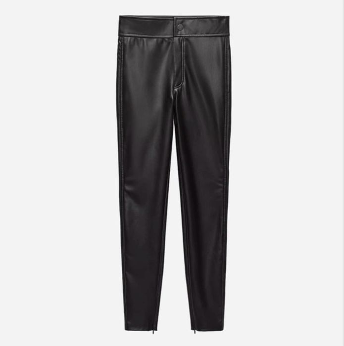 Стильні чорні штучні шкіряні штани ZARA