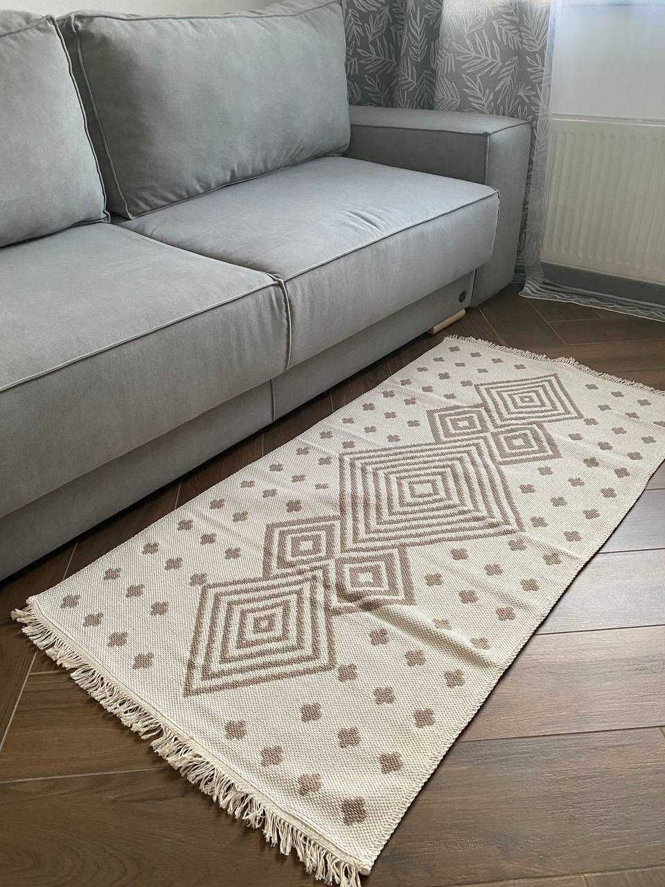 Коричневий турецький безворсовий килим, ковер, коврик