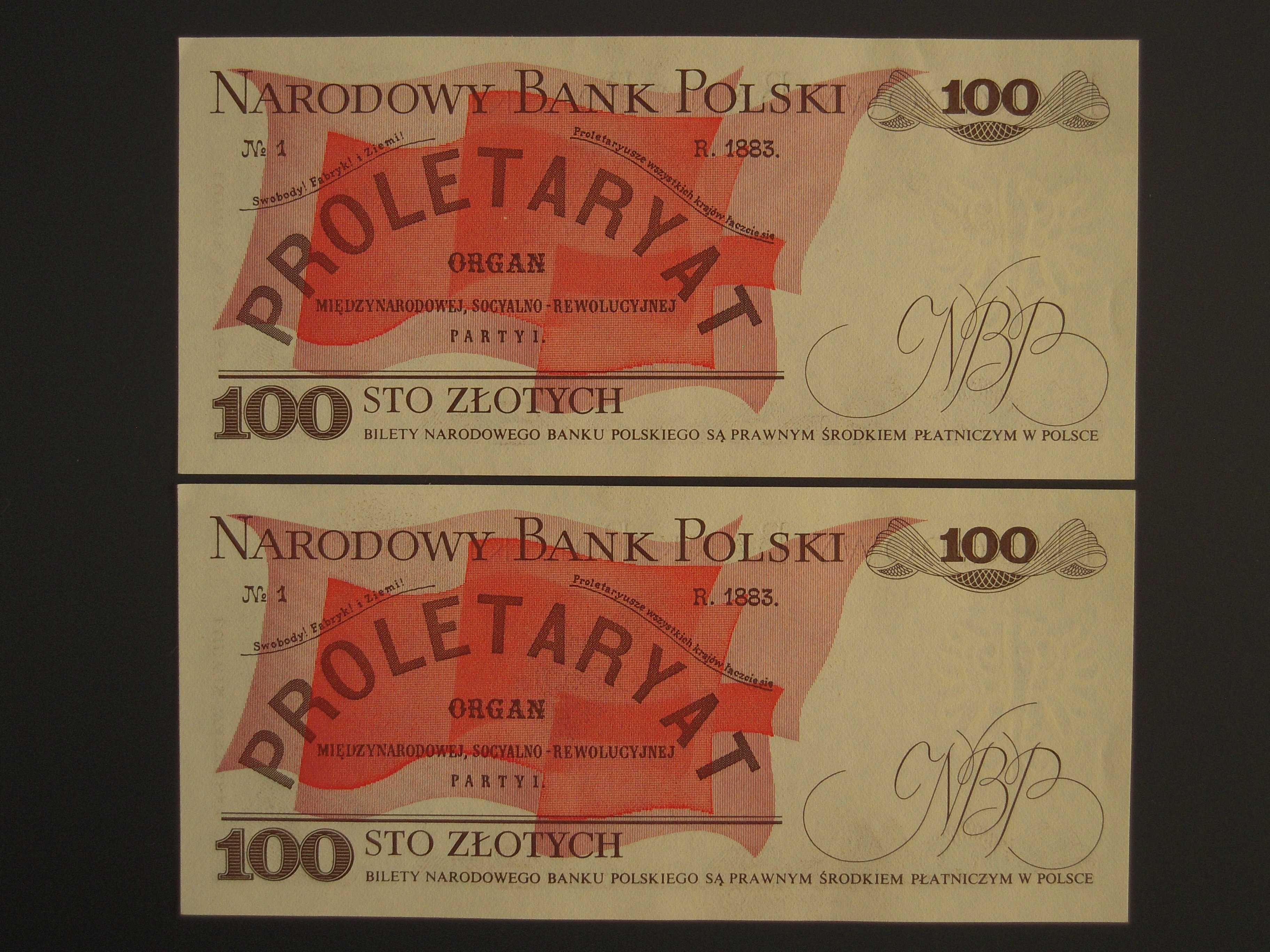 Banknoty PRL 100 zł - Ludwik Waryński - seria RL z 1 grudnia 1988 r.