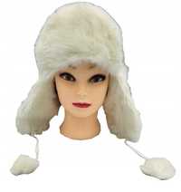 Damska Ciepła zimowa czapka biała uszatka 56-58cm