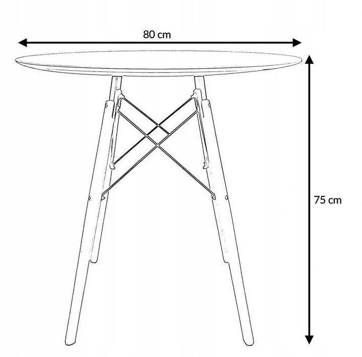 NOWY Biały Okrągły Stół 80 cm z Krzesłami Do Jadalni Kuchni Salonu FV