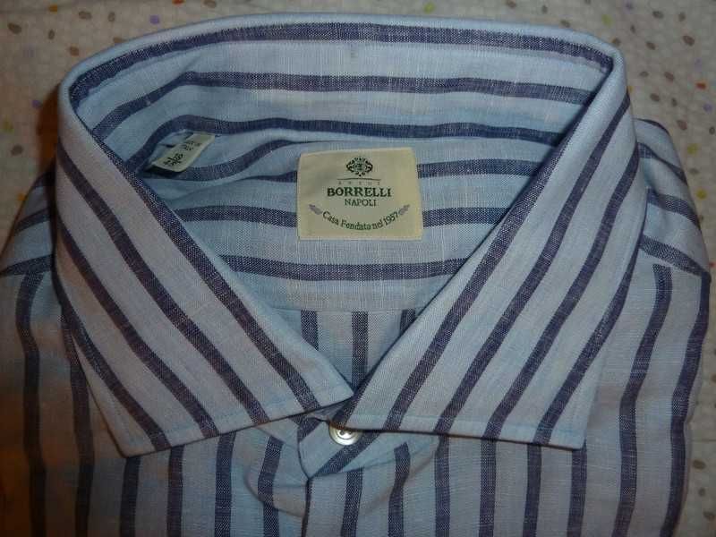Camisa nova linho riscas largas Luigi Borrelli Napoli 45 - SALDO