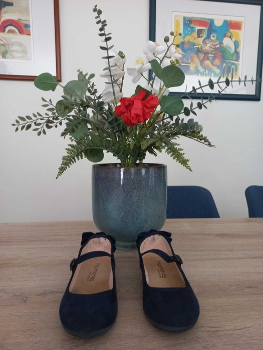 Pisamonas - Sapatos Merceditas fivela laço traseiro veludo