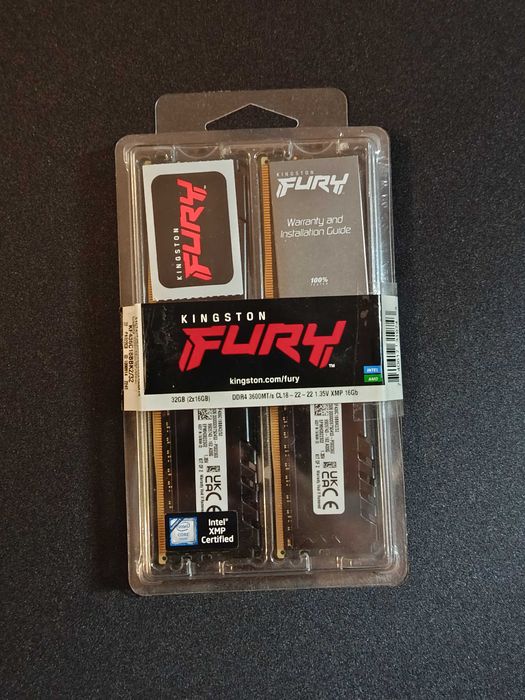 Оперативна памʼять Kingston Fury Beast Black DDR4-3600 МГц 32GB