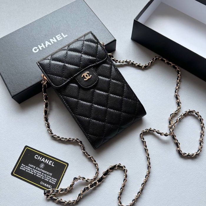 Розкішна сумочка для телефону Chanel жіноча чорна Шанель