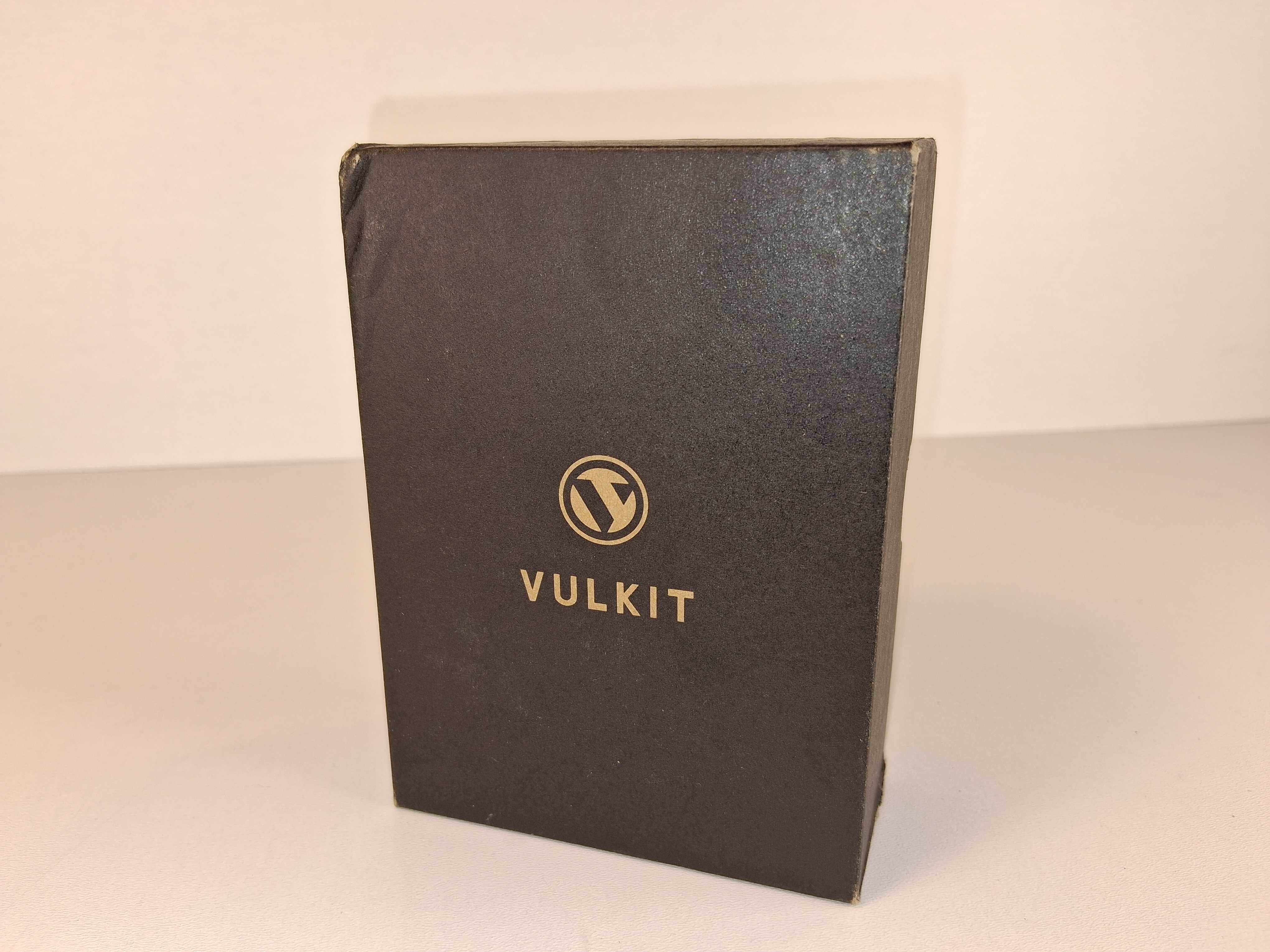 E050 Elegancki Czarny Portfel VULKIT Podwójny Skórzany Etui na Karty