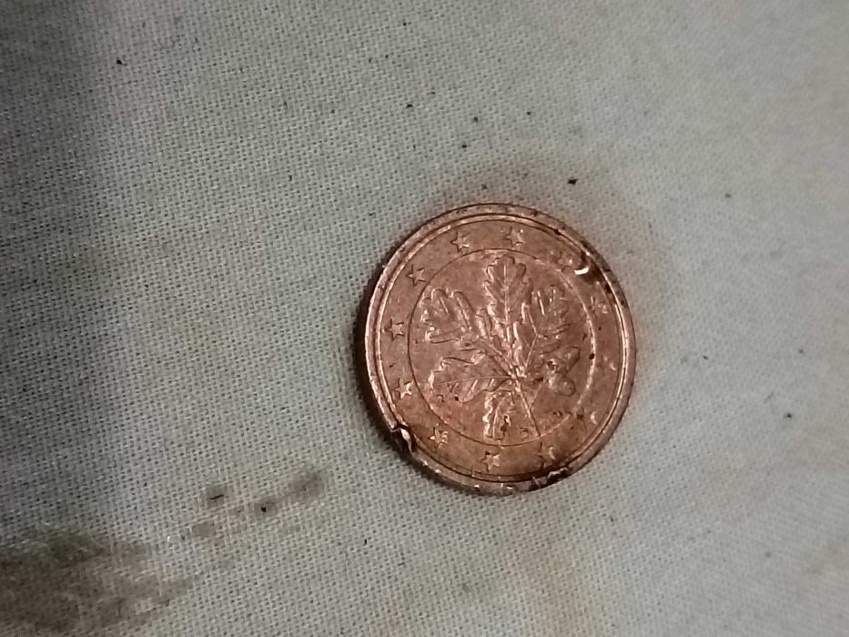 Moeda 1 cêntimo 2002 Alemanha com defeito