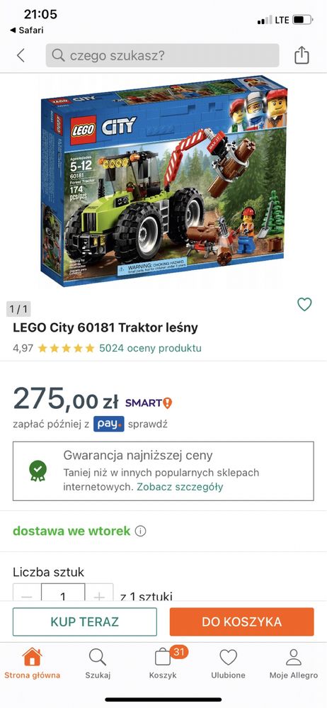 Traktor leśny lego