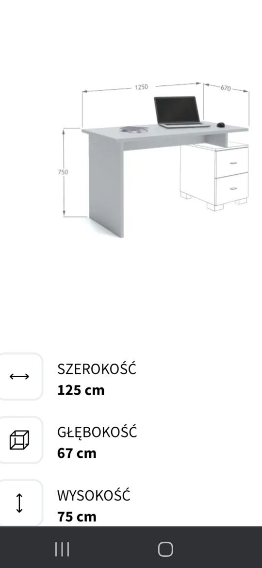 MEBLIK Biurko Flex Grey 125cm + Box Uni Grey