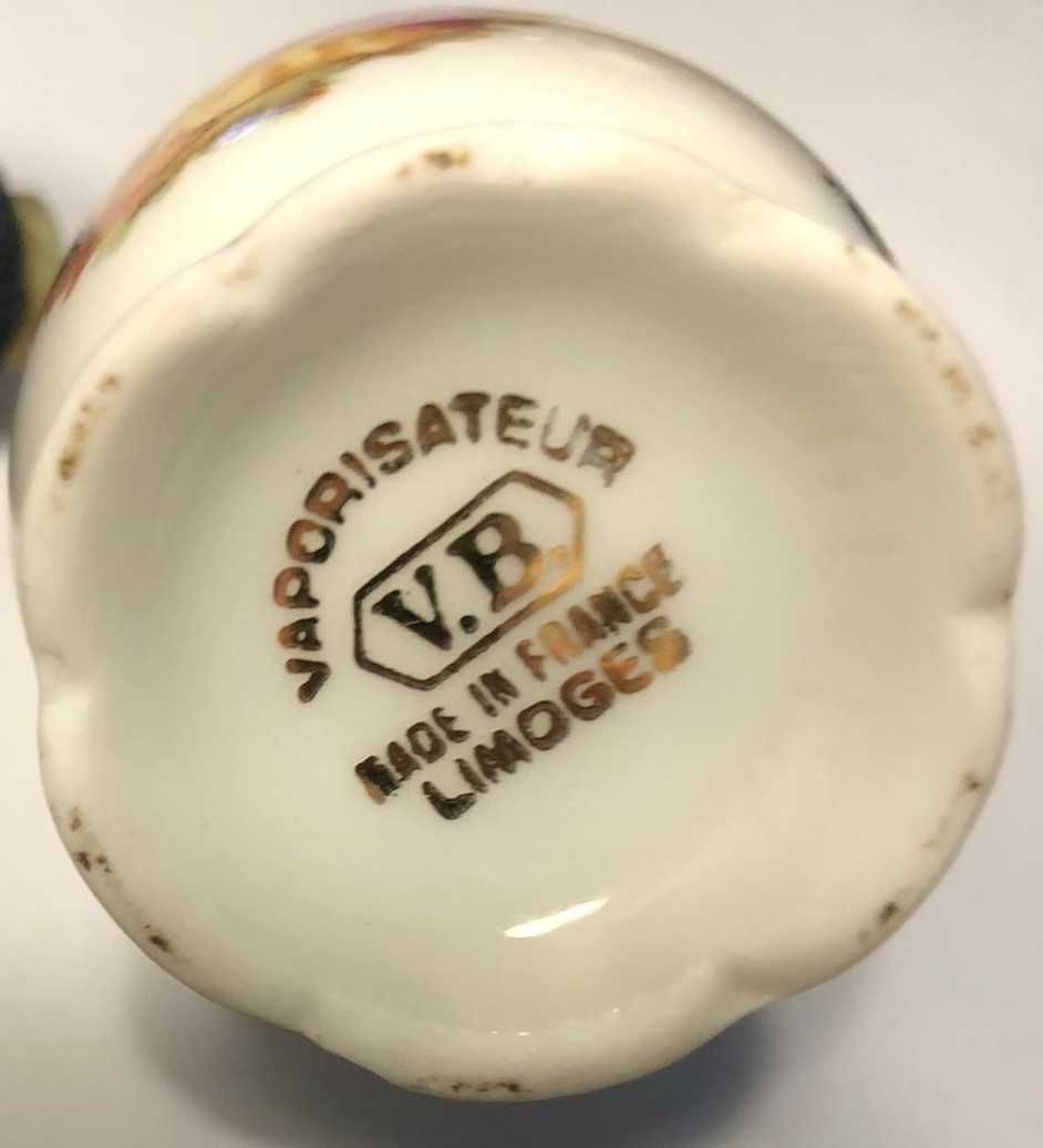 Vaporizador de Perfume em Porcelana V.B. Limoges - anos 50