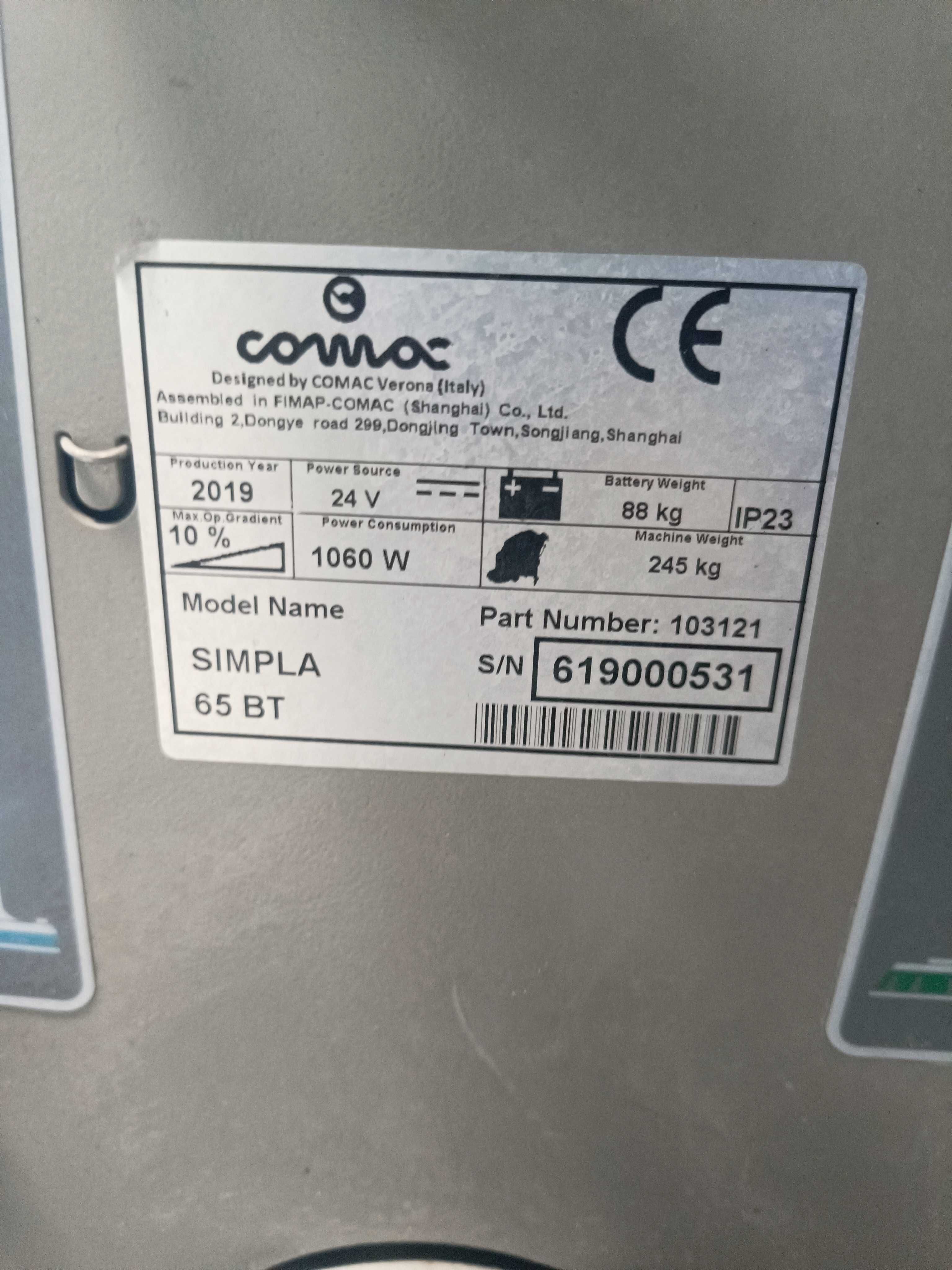 Szorowarka /maszyna  czyszcząca Comac Simpla 65 BT