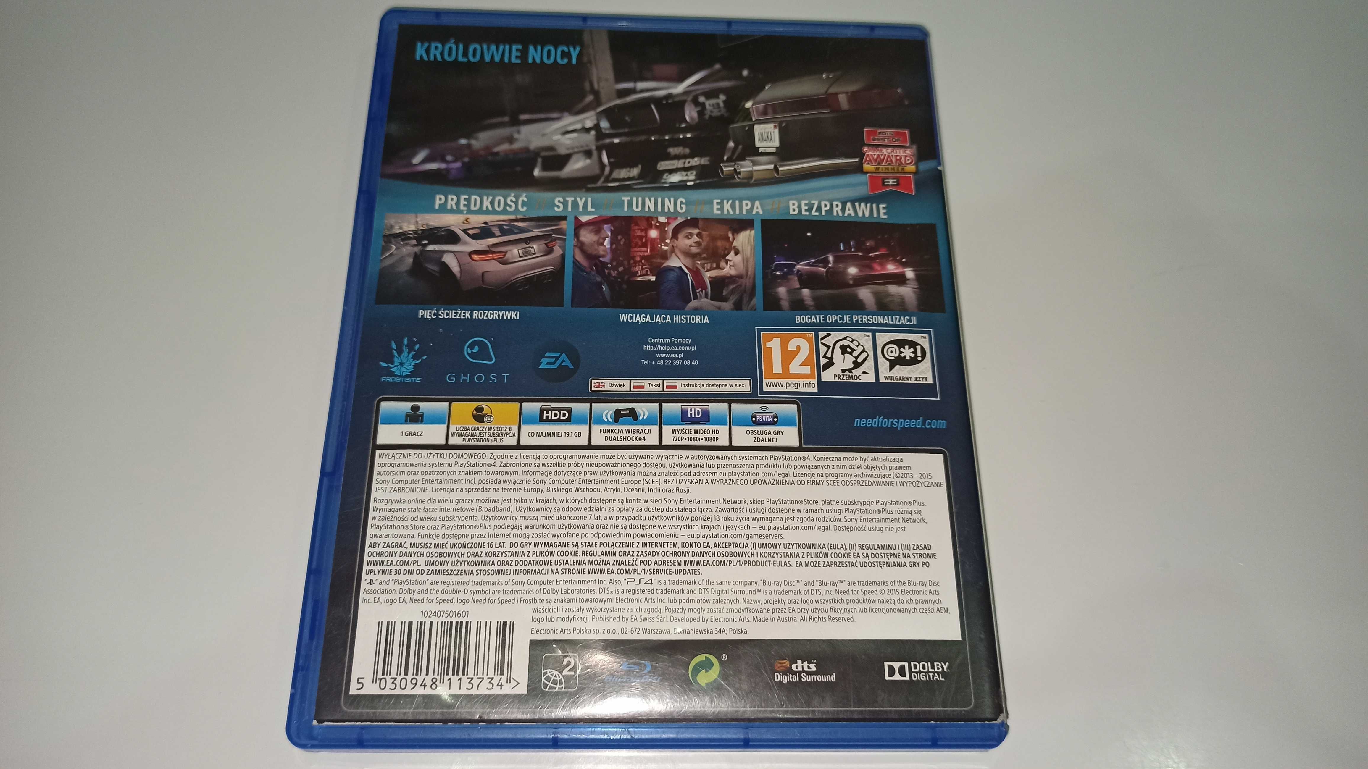 ps4 NEED FOR SPEED PL po polsku , polska okładka , prędkość , tuning