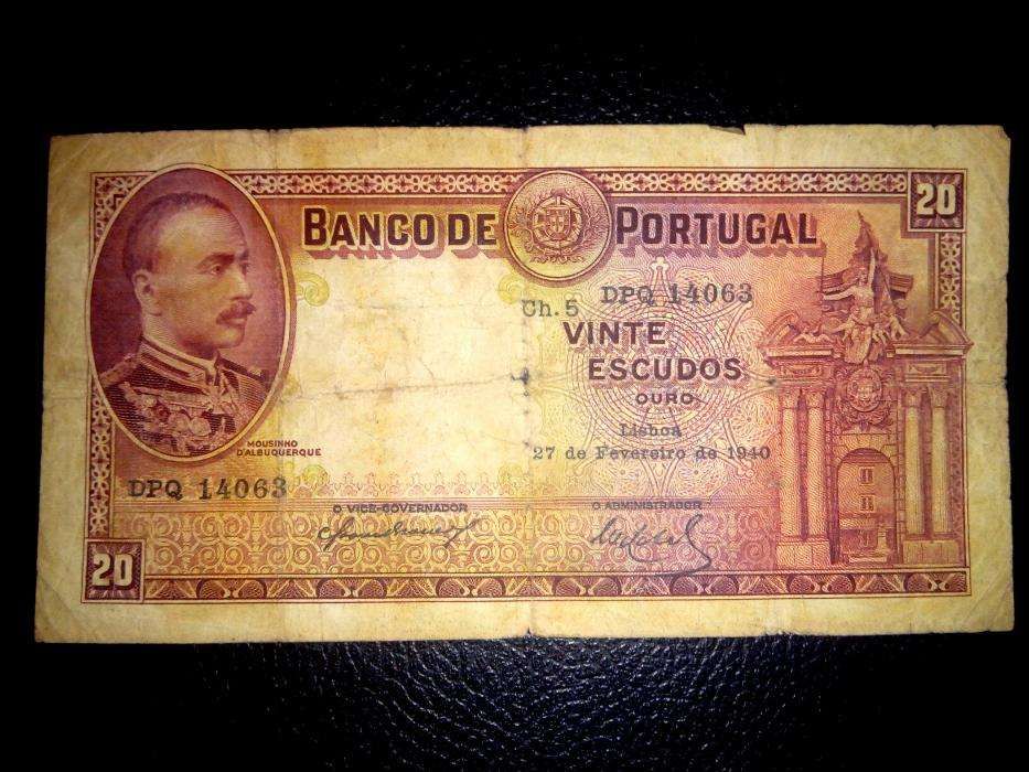 Nota 20 Escudos 1940 Portugal