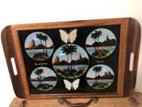 novopreço tabuleiro de madeira vidro e asas de borboleta - Brasil