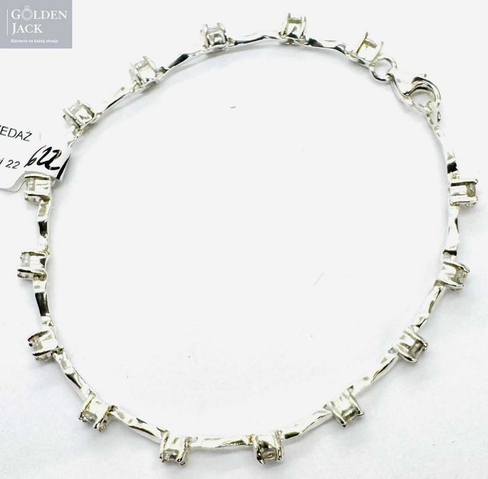 Srebrna bransoletka z Cyrkoniami srebro p 925 waga 7,13 g długość 19cm