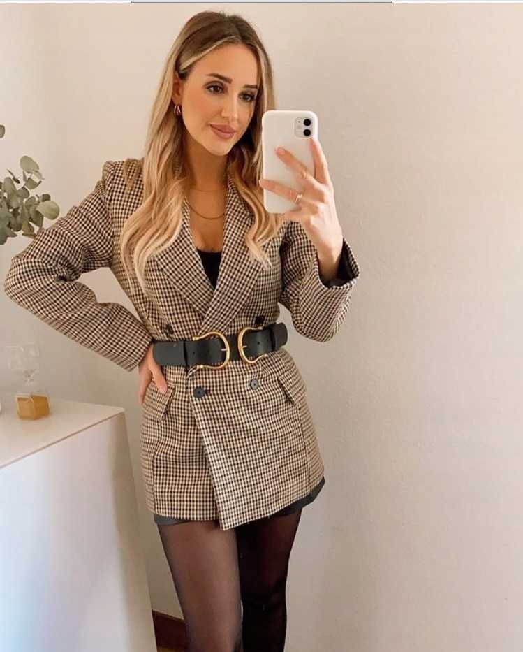 ZARA Luksusowa MARYNARKA w kratę S BLOG