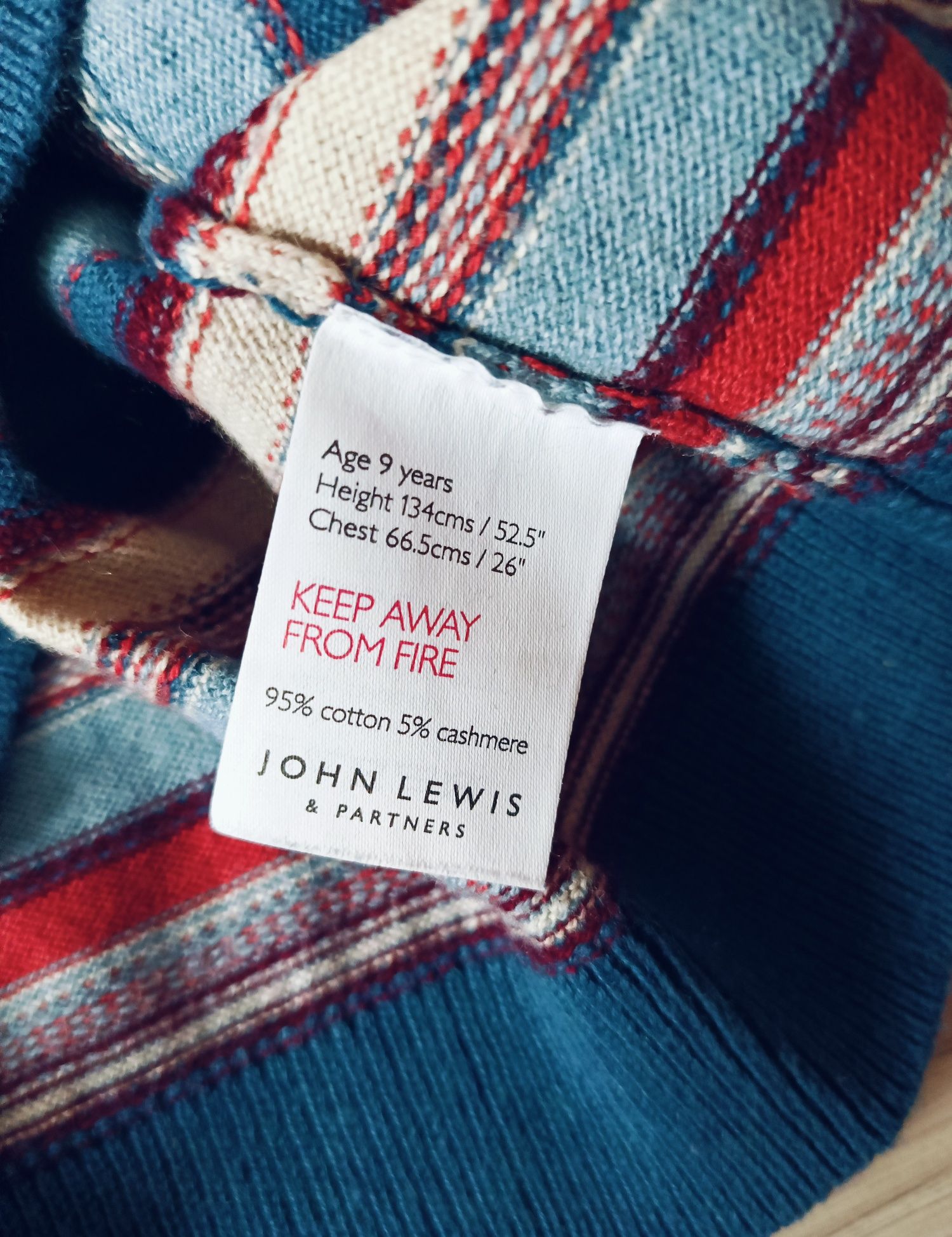 John Lewis Sweterek bawełna kaszmir 134cm