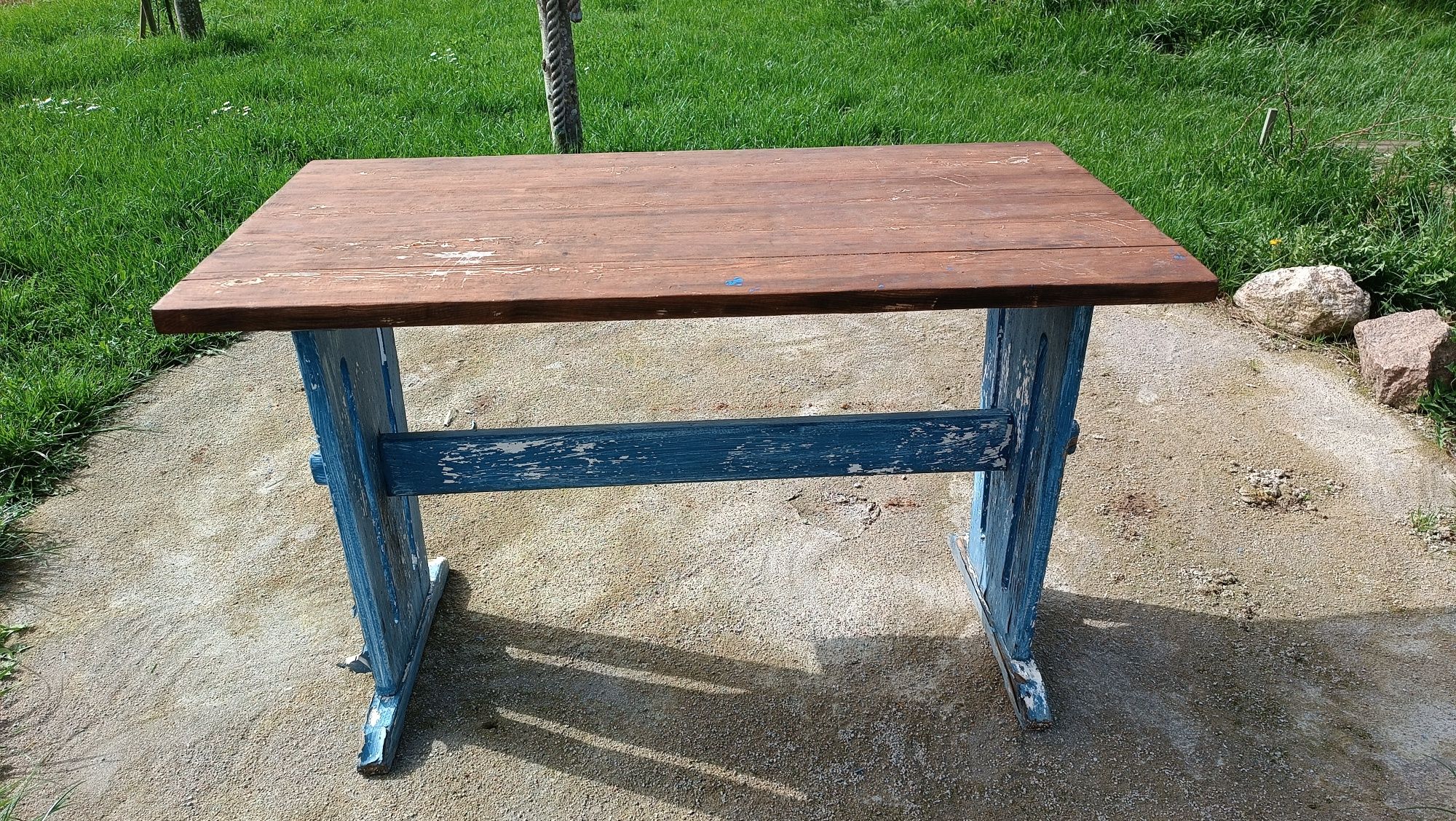 PIĘKNY Stół drewniany ludowy folk rustykalny 119,5x61,5
