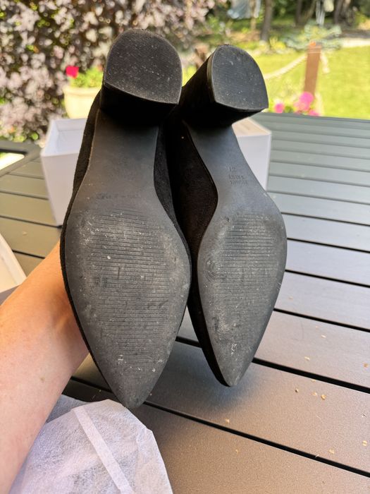 Szpilki, buty na obcasie, czarne, zamsz, roz 37, stan BDB; studniówka