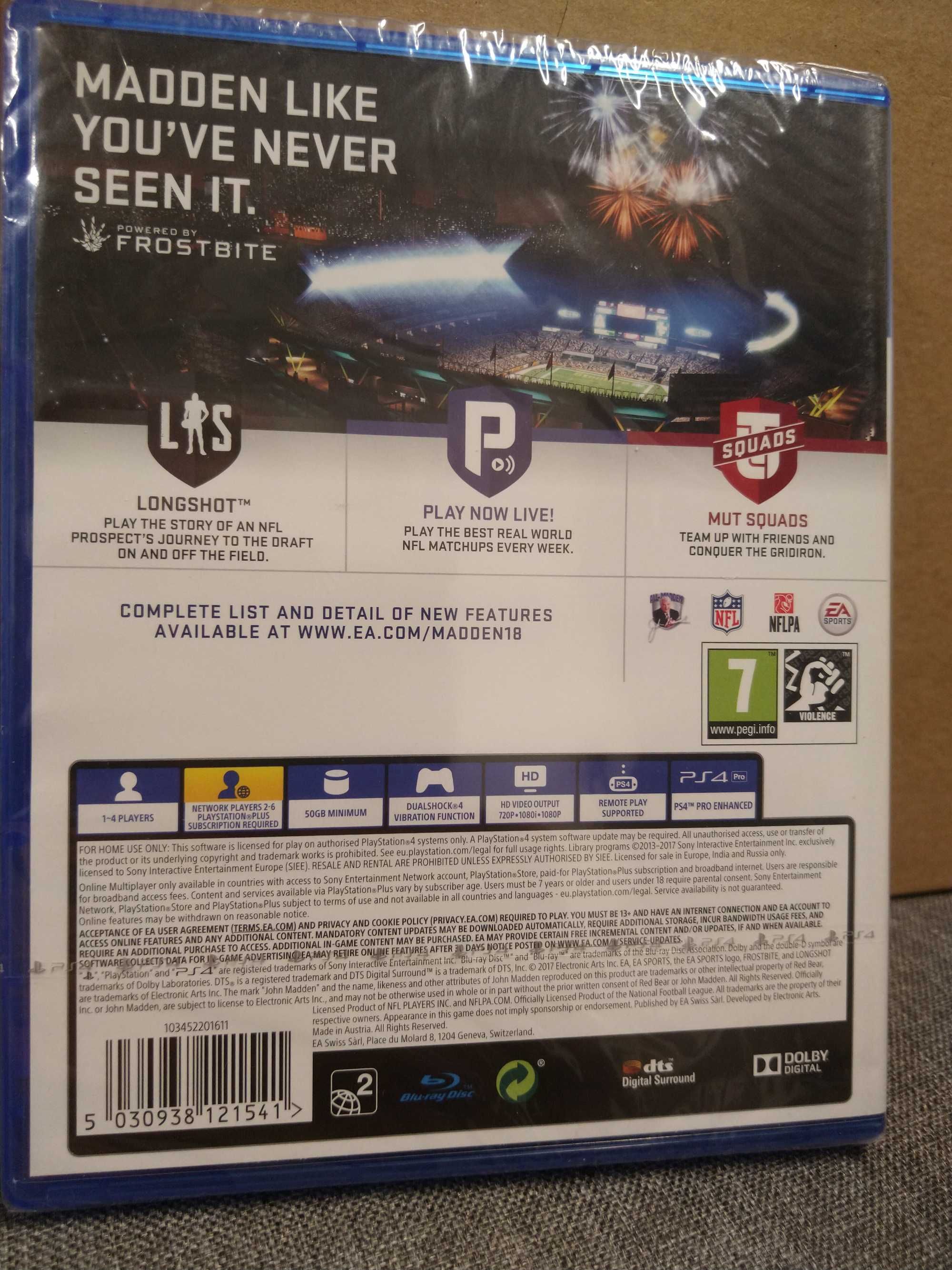 Gra Madden 18 NFL PS4 Nowa Folia Playstation 4