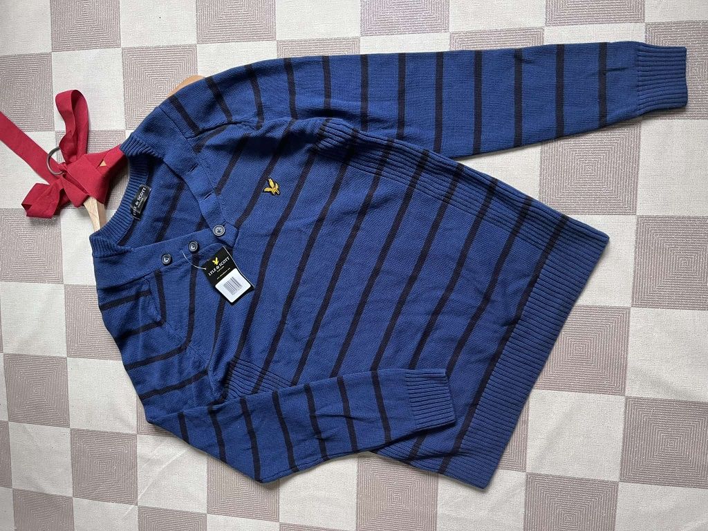 Lyle & Scott sweterek luksusowy paski S/M cotton 100% nowy