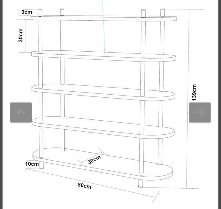 Estante preta cantos redondos