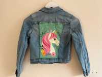 Piękna jeansowa kurteczka ręcznie malowana h&m 140 cm