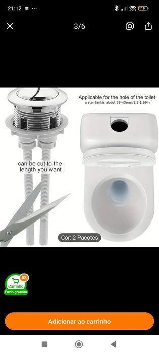 Botão de descarga vaso sanitário