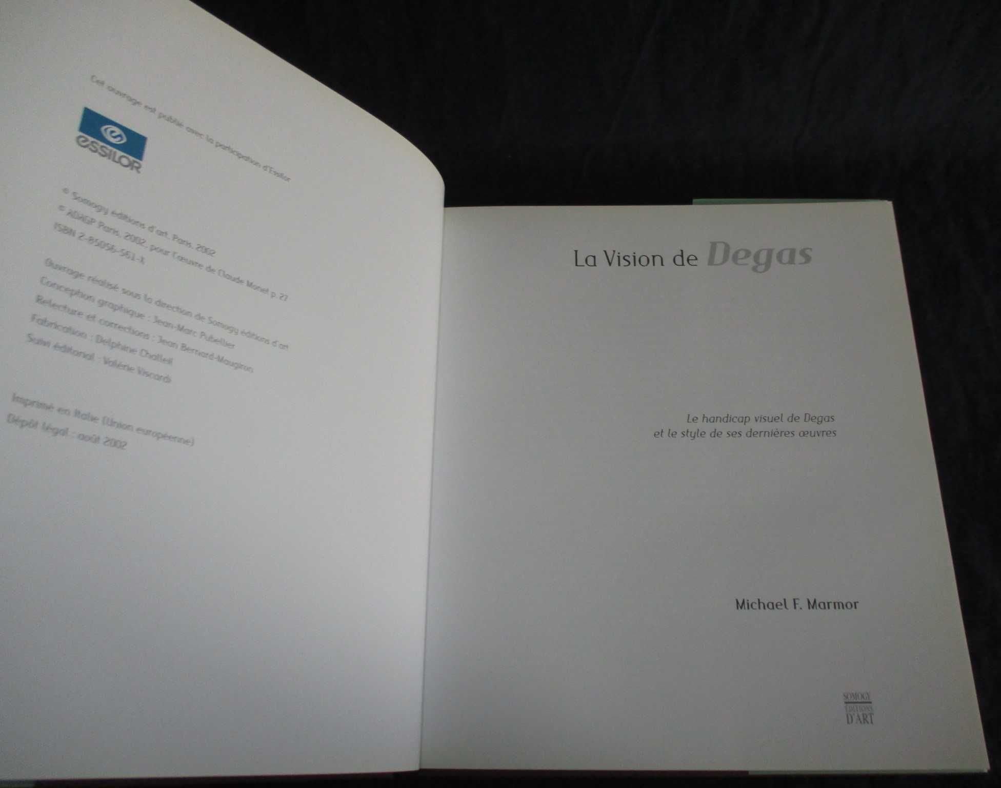 Livro La Vision de Degas Michael F. Marmor Somogy