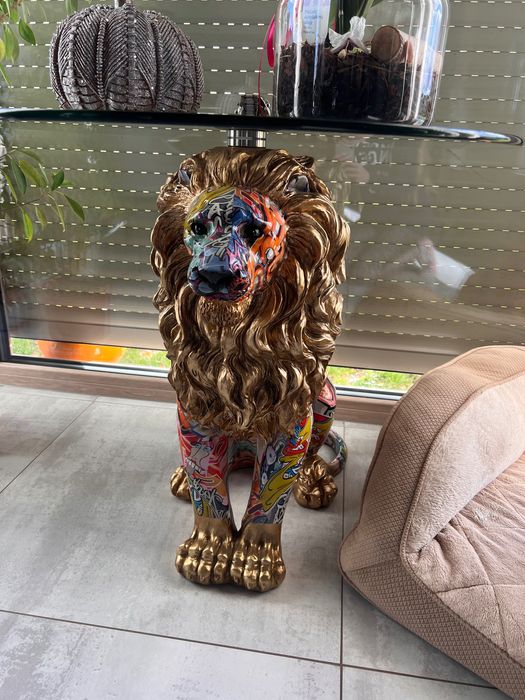 Stolik Lew złoty kolorowy 60cm