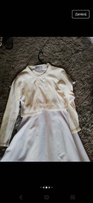 Sukienka komunijna + torebka + wianuszek + rękawiczki + sweterek