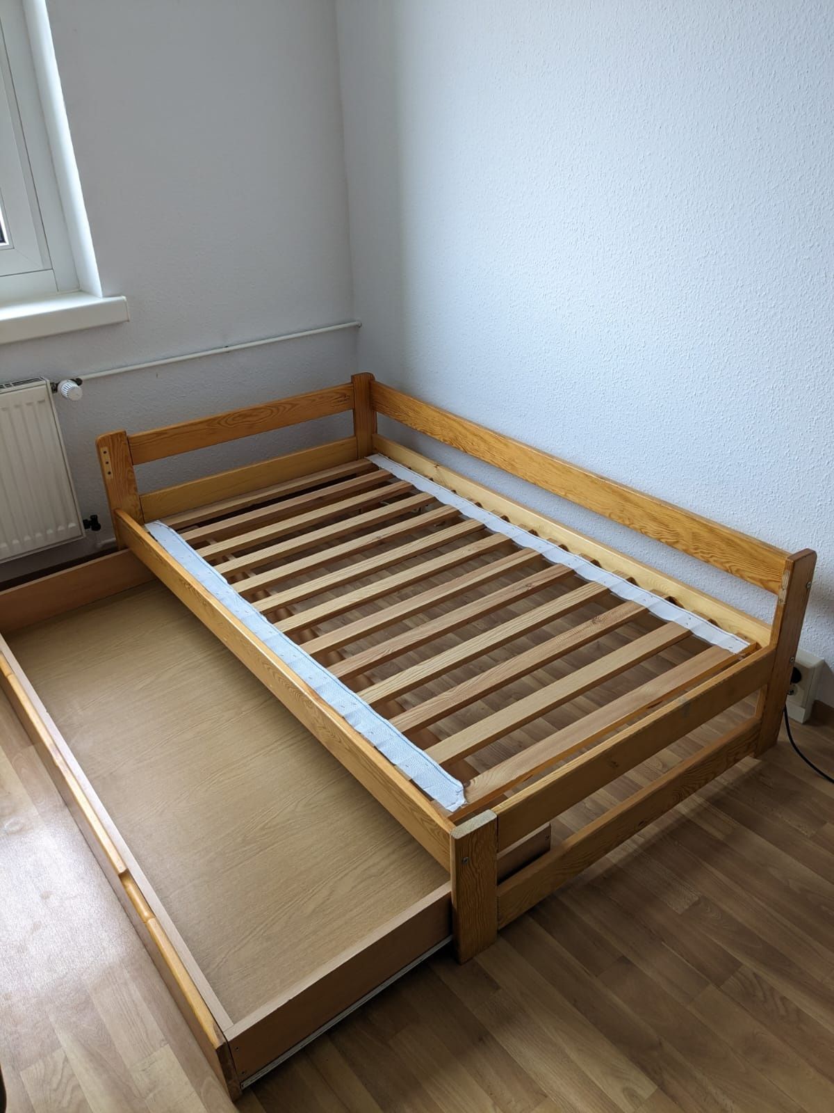 Łóżko ze skrzynią dziecięce drewno 90 x 165 cm