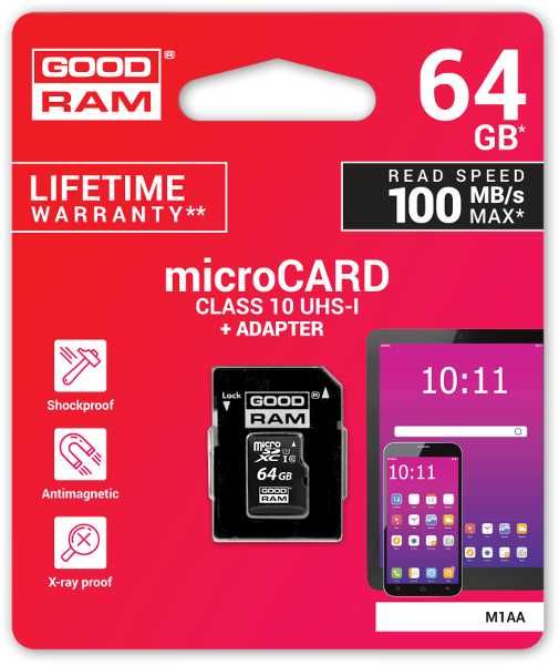 Karta Pamięci microSD GOODRAM CL10 64GB + ADAPTER 100MB Koszalin
