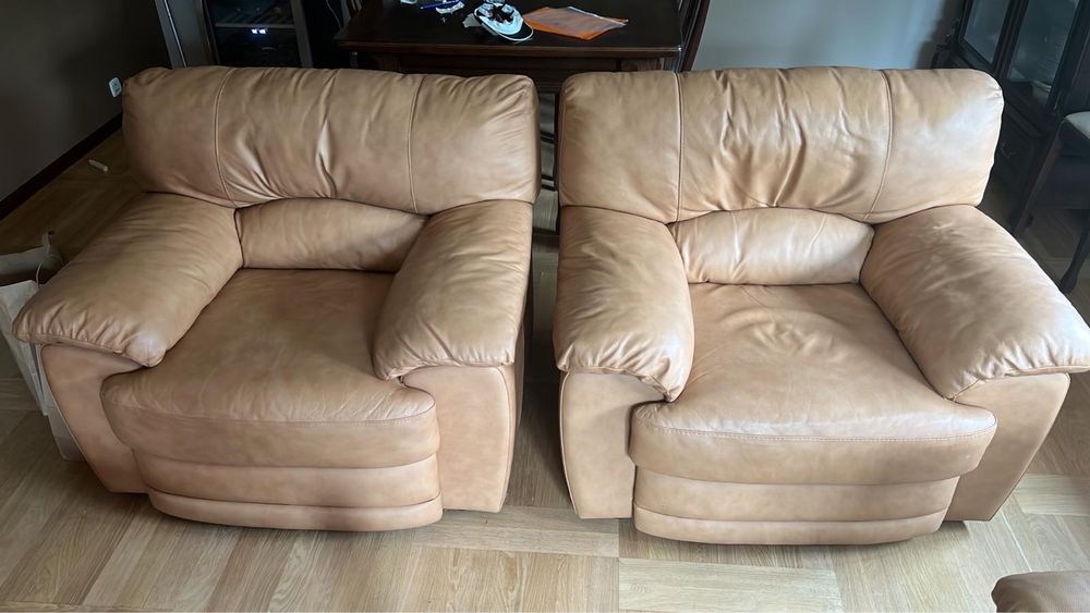 Wloska Sofa ze skory plus 2 fotele Nicoletti