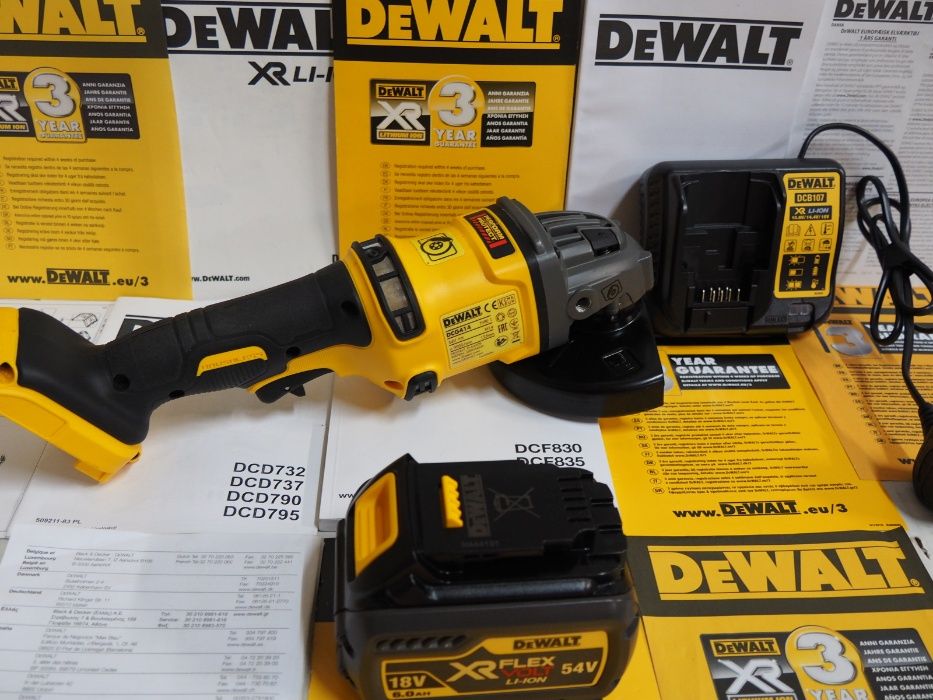 Zestaw DEWALT DCG 418 szlifierka kątowa 54v bateria 6ah lad