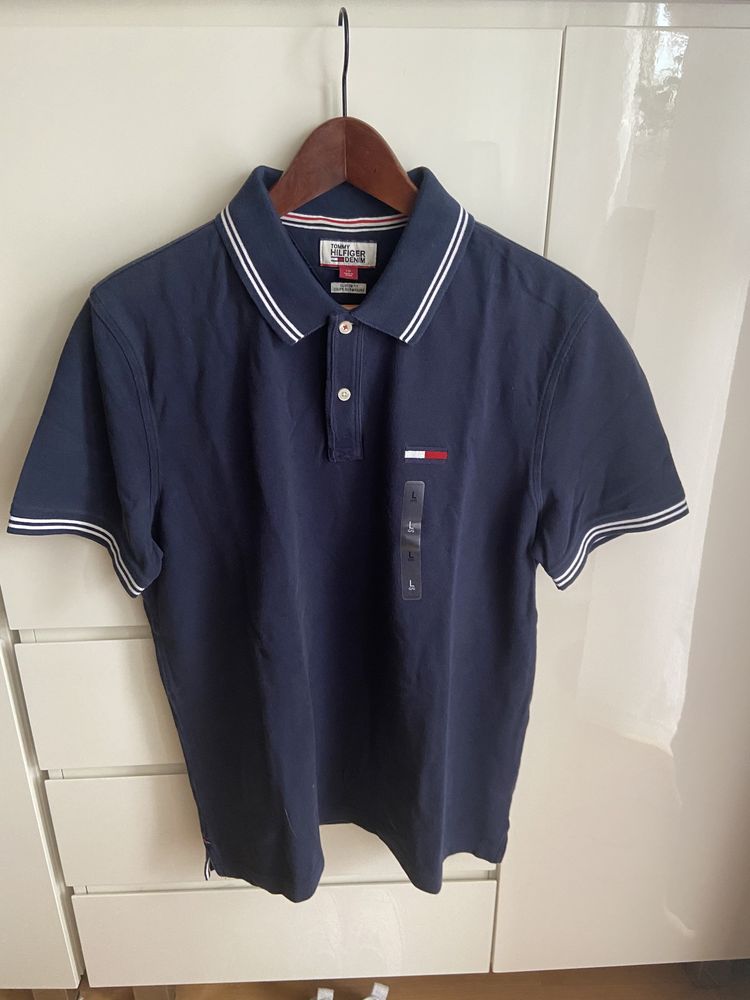 Tommy Hilfiger, r. L, NOWY oryginalny t- shirt, męska koszulka polo gr