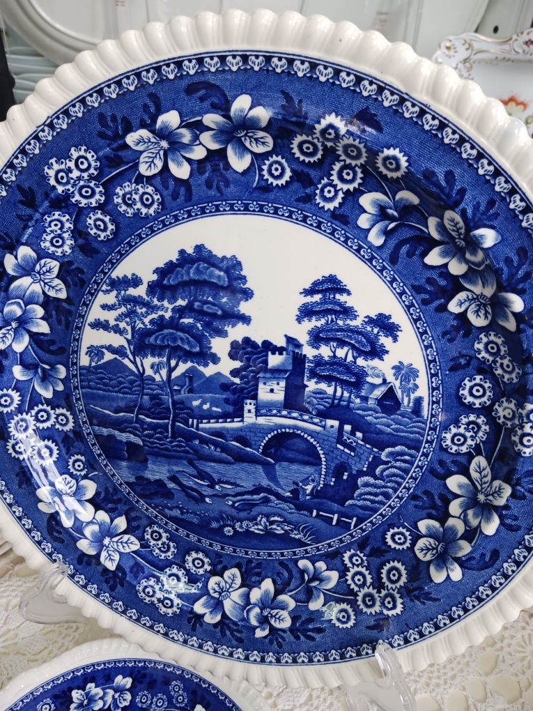 Lata 30 SPODE Ponad 70 elementow 12 osobowy obiad kawa Blue Tower
