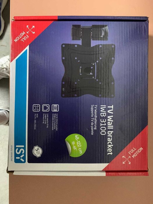 Suporte TV ISY IWB 3100 Preto - 1 Braço até 48" VESA 200x200