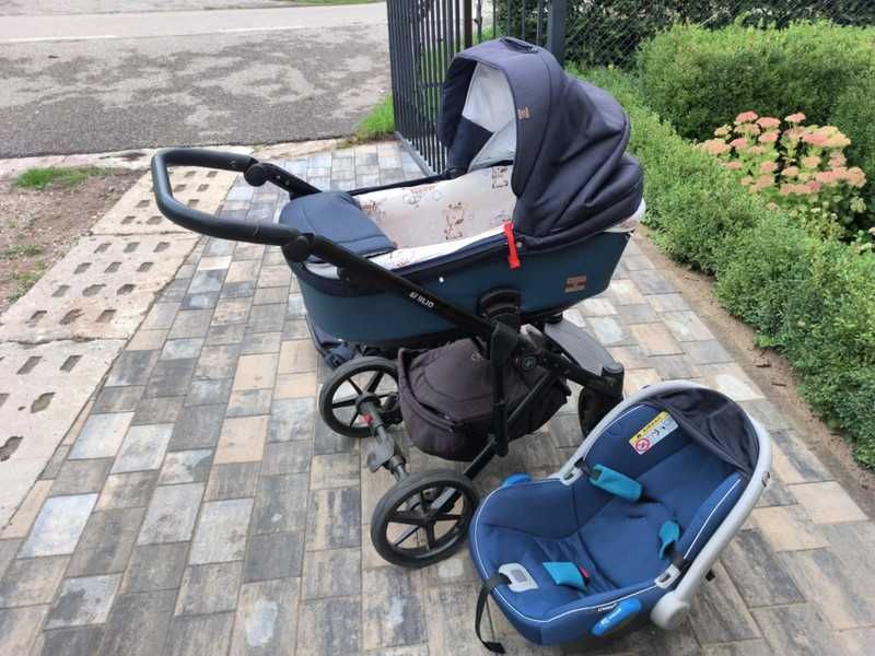 Wózek dziecięcy gondola + spacerówka + fotelik z bazą isofix