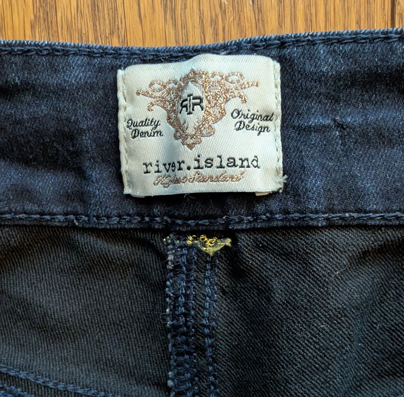 Spodnie damskie jeansy River Island M 38 szeroka prosta nogawka denim