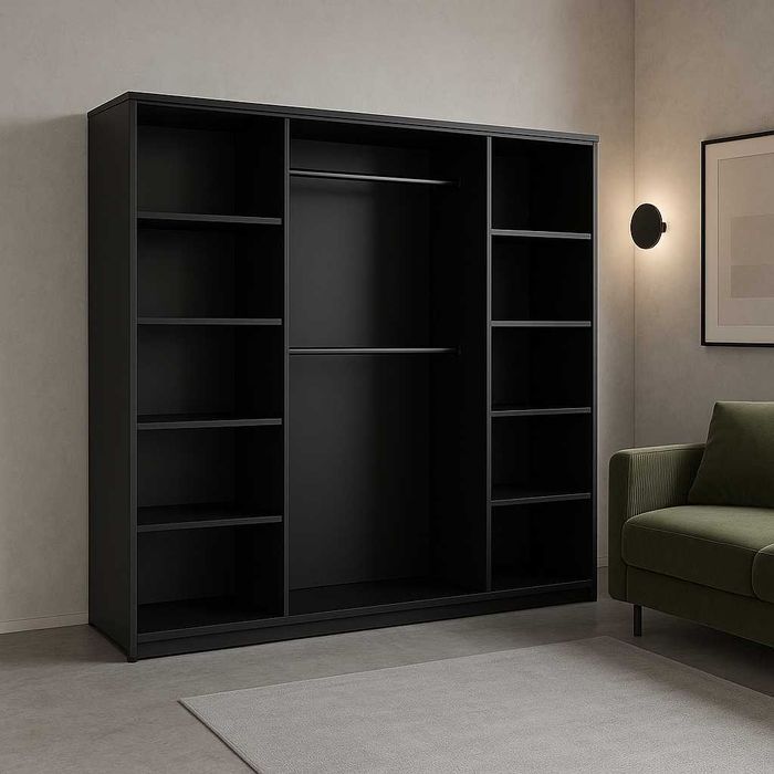 Szafa czterodrzwiowa 200 CM czarna *NOWOŚĆ*