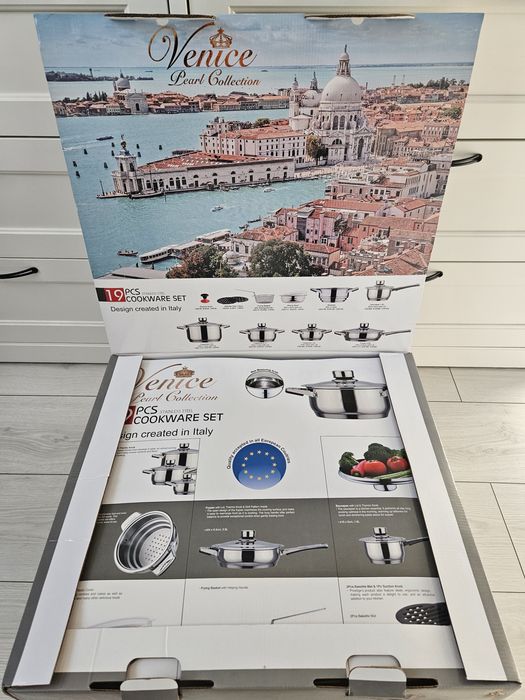 Duży zestaw garnki stal szlachetna Paul Caltier okazja