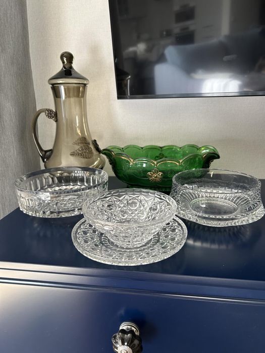 Хрусталь винтаж, салатник, конфетница , подсвечник, бокалы   листайте