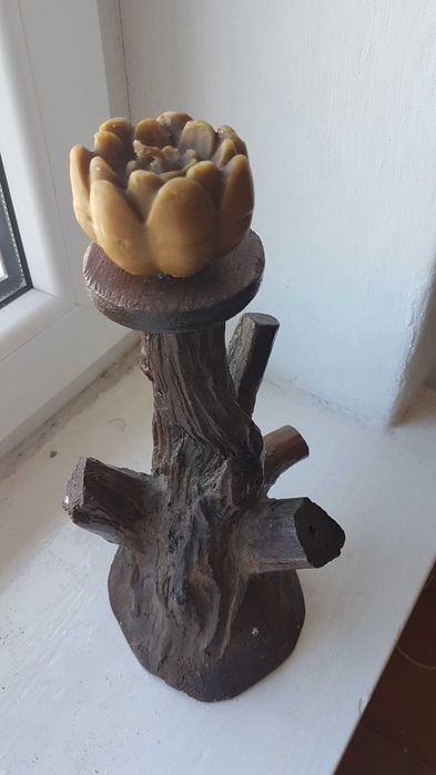 Świecznik drewniany rzeźba