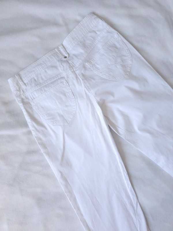 Białe Eleganckie spodnie Bawełniane z szerokimi nogawkami M 38 10