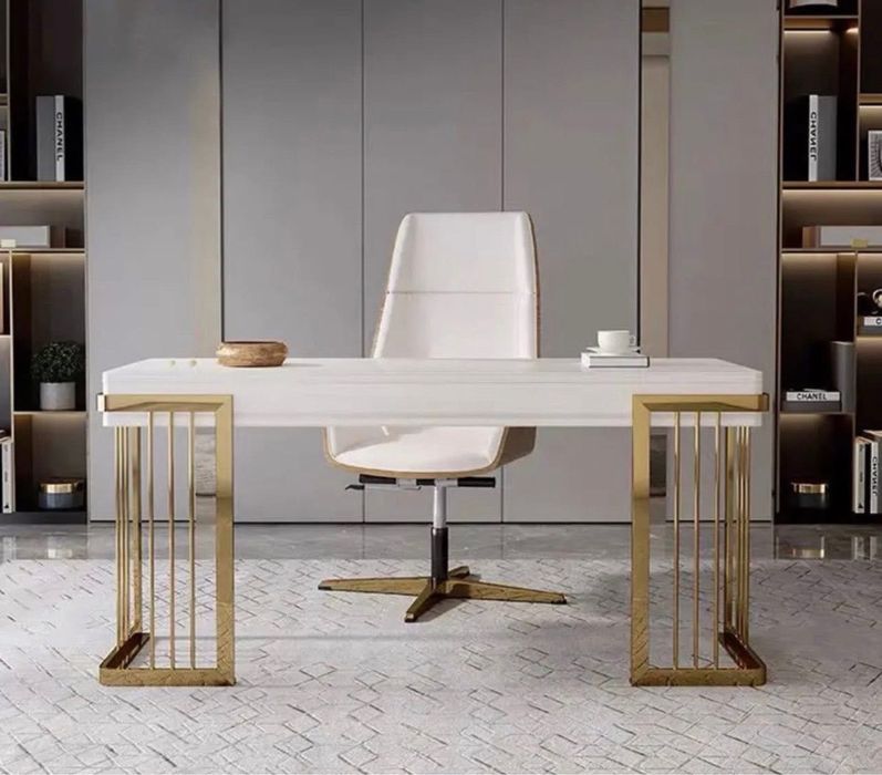 Nowoczesne białe złote czarne biurko ze stali nierdzewnej glamour