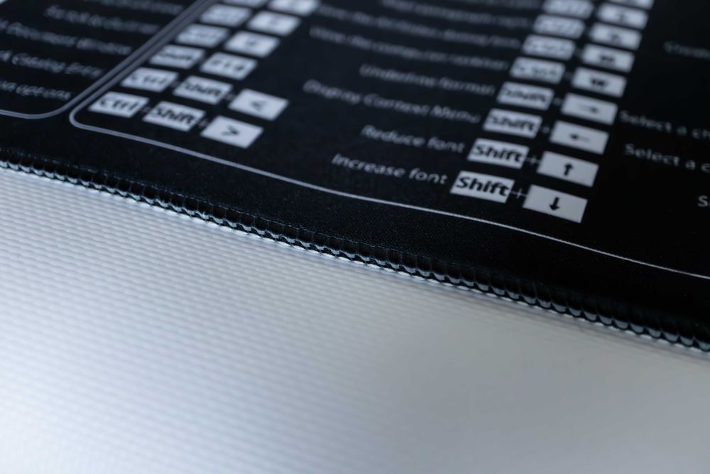 Килимок Office Shortcuts для миші та клавіатури з підказками клавіш